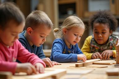 子供向け木工ワークショップの様子